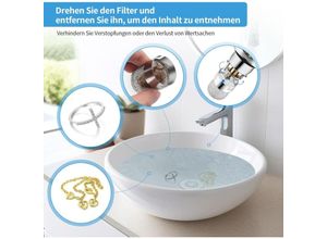 6219466710024 - Paryou - 2 Stücke WaschbeckenstöPsel für 34-40mm Abfluss Ablauf Abflussstopfen Waschbecken mit Haarsieb Universal Pop Up Abflusssieb Dusche schnell