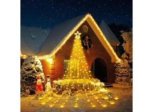 6219466711267 - Lichterkette Außen Innen 35m x 9 Vorhänge mit Sterne 350 led Lichterkette Weihnachtsbaum 8 Modi Christbaumbeleuchtung Lichterkette Eisregen für