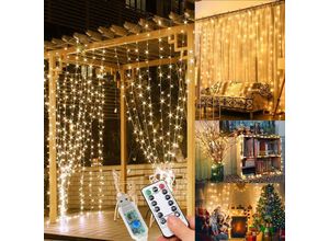 6219466711335 - Keyoung - Lichterkette 3×3m 300 led Lichtvorhang 8 Modi led Lichterkette Vorhang für Innen & Außen Lichterkette für Outdoor Zimmer Party Balkon