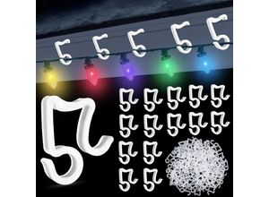 6219466711472 - 100 Stück Dachrinnenhaken Lichterkette Kunststoff Lichterkette Halterung Outdoor Weihnachtslicht Clip Mini Dachrinnenhalter für weihnachtsbeleuchtung