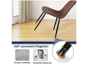 6219466713261 - Keyoung - Stuhlbeinschoner Rund Schutzkappen für Stuhlbeine mit Umwickelte Filz Filzgleiter für Stühle (Fit14-20mm)