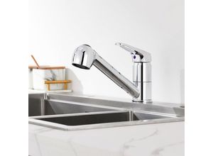 6219466713315 - Einhebel Küchenarmatur mit 2 Strahlarten Geschirrbrause Wasserhahn Küche ausziehbar Spültischarmatur Armatur mit 360° schwenkbar Chrom Einhandmischer