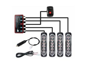 6248537502312 - Woosien - 4 stücke 6led Stroboskope 12 v Strobe Licht 4 In 1 Auto Notfall Licht Leuchtfeuer Notfall Fashing Licht (