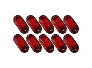 6248537519471 - Woosien - 10x rote led 25 Zoll 2 Diodenlicht Oval Clearance Trailer Truck Side Lamp