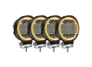 6248537521078 - Woosien - 4x LED-Arbeitslicht-Pods runder bernsteinfarbener Spot-Combo-Licht-Bernstein-Nebelscheinwerfer für Off-Road-SUV