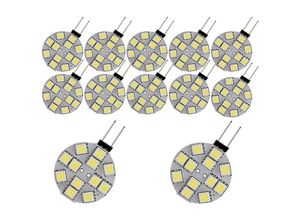 6248537521474 - Woosien - 12 Stück G4-Leuchten LED-Seitenstiftsockel rund G4 5050 12 smd LED-Wohnmobil-Licht Heim-Leselicht weiß