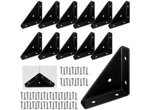6249295276361 - 12 Stück Dreieck-Regalhalterungen aus Metall schwarze Dreieck-Regalhalterungen Eckstreben aus Metall Dreieckhalterung für Möbel Winkelhalterung