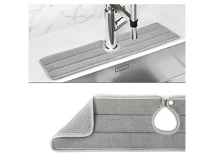 6249295284779 - Lntyq - Graue saugfähige Wasserhahnmatte – Küchenspritzschutz – maschinenwaschbarer Küchenspülenschutz Schutz und schnelles Trocknen – 600 x 145 x