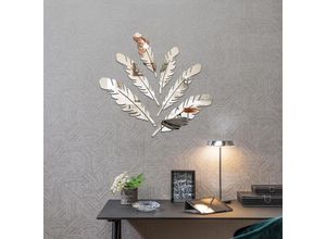 6249295286643 - Lntyq - 6 Stück Federn Spiegel Wandaufkleber Spiegel Dekorative Acryl selbstklebende Wandaufkleber Abnehmbare diy Dekoration für Zuhause Schlafzimmer