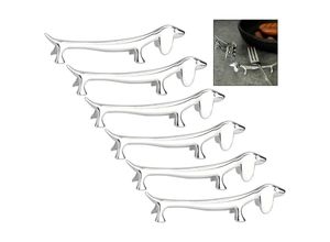 6249295286827 - Lntyq - Set mit 6 Essstäbchenhaltern aus Zinklegierung kreative Essstäbchenablagen in Hundeform Metall-Essstäbchenhalter