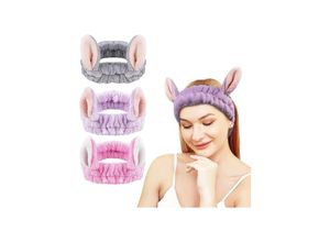 6249295289460 - Lntyq - 3 Stück Make-up-Haarband für Damen niedliches Stirnband Gesichtspflege Haarband mit Hasenohren Haarband für Spa Yoga Sport Make-up