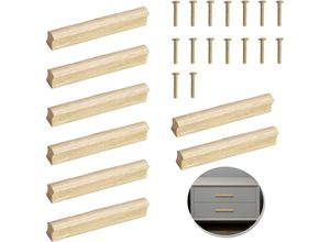 6249295290367 - Küchengriffe aus Holz für Schränke Holzmöbel Lochabstand 128 mm Türgriffe für Kommode Schranktüren Kleiderschrank Küche Kleiderschrank