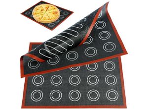 6249295290640 - Lntyq - 2 Stück Silikon-Macaron-Matte 40 x 30 cm superdicke wiederverwendbare Macaron-Silikon-Backmatte mikroperforierte Silikon-Backmatte für