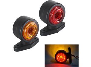 6249295292873 - Lntyq - 2 x 16 LED-Seitenmarkierungsleuchten 12 24 v Anhänger-Seitenleuchte doppelseitiges Warnlicht gelb weiß für lkw Wohnmobil Wohnwagen