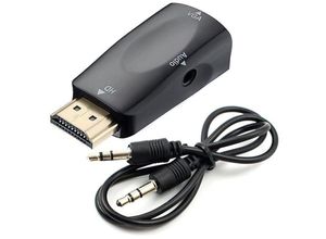 6249295294617 - Lntyq - HDMI-zu-VGA-Konverter Audiokabel Videoauflösung kompakter Adapter mit Audioübertragung 35-mm-Klinke