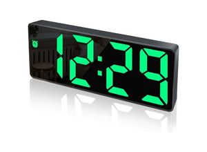 6249295294655 - Lntyq Digitaler Wecker großes LED-Display Spiegeloberflächenuhr mit Schlummerfunktion und USB-Ladeanschluss helligkeitsverstellbarer Wecker für