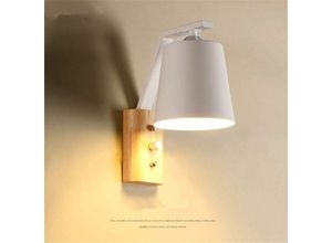 6269772004072 - Led Metall Holz Wandlampe Moderne Einfache Kreative Schlafzimmer Nachttischlampe Retro Kreative Balkon Massivholz Wandlampe E27 Stil Ohne Lichtquelle