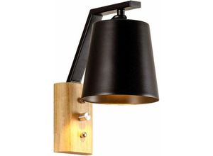 6269772004089 - Led Metall Holz Wandlampe Moderne Einfache Kreative Schlafzimmer Nachttischlampe Retro Kreative Balkon Massivholz Wandlampe E27 Stil Ohne Lichtquelle