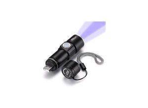 6269772004843 - UV-Taschenlampe wiederaufladbare USB-Uv-Taschenlampe mit Schwarzlicht 395 nm zoombare UV-Taschenlampe und 4 Lichtmodi Urindetektor (eingebauter