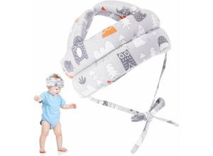 6269772005383 - Hiasdfls - Baby Kopfschutz 1 Stück Baby Schutzhelm Baby Schutzhelm aus hautfreundlicher Baumwolle verstellbar - Grau