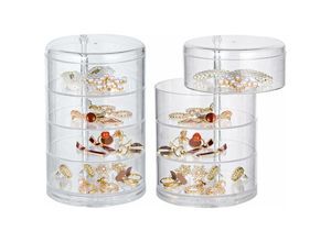 6269772005949 - Hiasdfls - Transparente Schmuckschatulle Schminktisch-Zubehör 1 x 4-lagiger Schmuck-Aufbewahrungskoffer transparent kann frei gedreht werden (11