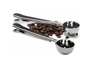 6269772024230 - Hiasdfls - 2 Stück Kaffeemesslöffel mit Edelstahlclip 2 in 1 Kaffeelöffel mit langem Griff Schokoladenmesslöffel Messlöffel für Kaffeebohnen Tee