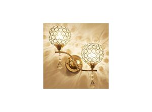 6269772053667 - Kristall-Wandleuchte einfacher Stil dekorativ moderne Doppelkopf-LED-Wandleuchte für Schlafzimmer Flur Nachttisch (Gold) Hiasdfls