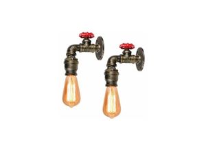 6269772053698 - Hiasdfls - 2x Industrie Wandleuchte Rohr Leuchte Vintage Wandlampe Wasserpfeife Retro E27 Bronze (keine Leuchtmittel)