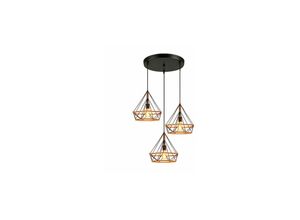 6269772054053 - Hiasdfls - Industrieller Pendelleuchter 25 cm Diamantform 3 Sockel E27 Verstellbare Hanfseilleuchte für Esszimmer Bar Schlafzimmer