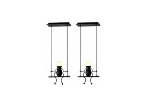 6269772054206 - Hiasdfls - 2er Set Moderne Pendelleuchte Kreative Puppe Eisen Menschen Schaukel Kinder Hängelampe Wohnzimmer Schlafzimmer Kreatives Licht (Schwarz)