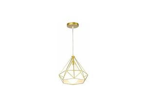 6269772054329 - Hiasdfls - Industrielle Kronleuchter-Hängeleuchte 25 cm Deckenleuchte Diamant-Käfigschirm verstellbares Seil Gold