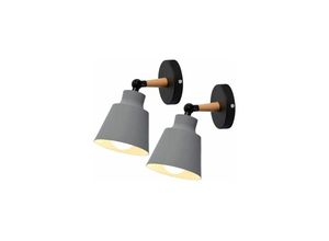 6269772054442 - Set mit 2 modernen industriellen Metall-Wandleuchten E27 Edison Loft-Lampe für Café Bar Flur Esszimmer Wohnzimmer Schlafzimmer (Grau) Hiasdfls