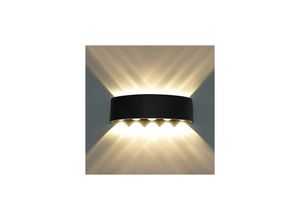 6269772054503 - Hiasdfls - Moderne led Wandleuchte Indoor Aluminium Schwarz Up Down led Wandleuchte für Schlafzimmer Wohnzimmer Flur Veranda Treppe Zuhause - 10W