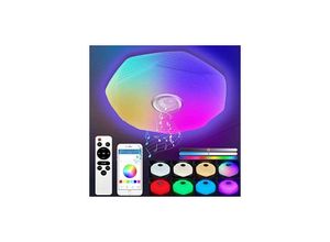 6269772054756 - Hiasdfls - 48W dimmbare LED-Deckenleuchte mit Bluetooth-Lautsprecher Ø39cm Bluetooth-RGB-Deckenleuchte mit Fernbedienung und App-Steuerung