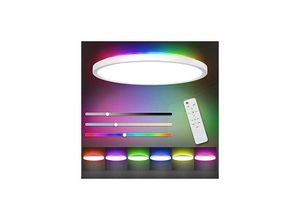 6269772054770 - Dimmbare LED-Deckenleuchte 24W 3200lm IP44 Leuchte RGB-Hintergrundbeleuchtung mit Fernbedienung 3000-6500K moderne runde LED-Deckenleuchte für