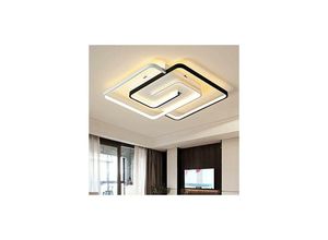 6269772054909 - Hiasdfls - Moderne led Deckenleuchte 36W 50cm mit Fernbedienung quadratisch geometrisches Muster schwarz-weiß dimmbar für Wohnzimmer Schlafzimmer