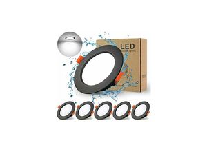 6269772055098 - Led Downlight Einbau Schwarz Extra Flach 5er Pack 7W 700LM = 70W Glühlampe IP44 Kaltweiß 6000K ac 220-240V Ausschnitt 80-90mm Runde ultraflache