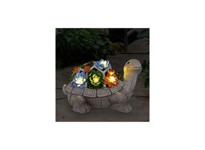 6269772101627 - Solarbetriebene Schildkröten-Gartenstatue im Freien mit Sukkulenten und 7 LED-Leuchten – Geschenk für Frauen Heimdekoration niedliche