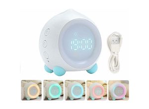 6269772209804 - Beleuchteter Wecker Kinder LED Digital Nachtlicht Smart USB Musik Kalender Kind Mädchen Junge Baby Geschenk Kultivieren zum Einschlafen Wecker Weiß