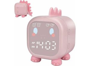 6269772210008 - Niedlicher Kinderwecker multifunktionaler einstellbarer Nachtlicht-Countdown Snooze Sprachsteuerung wiederaufladbare Uhr (Rosa) HIASDFLS