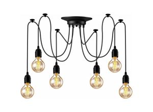 6269772210862 - Verstellbare Vintage Edison Pendelleuchte - Schwarze Industrielampe - 1 3 5 6 Kopf (6 Lampenfassungen) HIASDFLS