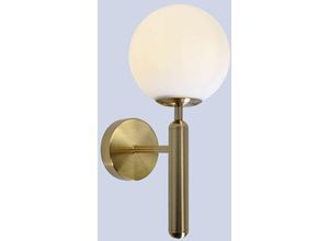 6269772211005 - Moderne nordische milchweiße Glaskugel Wandleuchte Gold Metall Wandleuchte mit weißem Licht E14 led Birne Foyer Esszimmer dekorative Wandleuchte