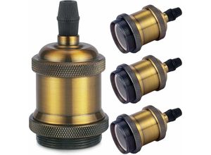 6269772211432 - Hiasdfls - E27 Lampensockel Vintage Pendelleuchte Adapter aus massiver Keramik Vintage Goldbronze 4 Stück