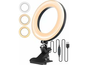 6269772211661 - Laptop Ringlicht 63 Zoll LED Konferenzlicht mit Clip Ringlicht 3 Beleuchtungsmodi Videokonferenzlicht für Tiktok Video Youtube Volg Makeup