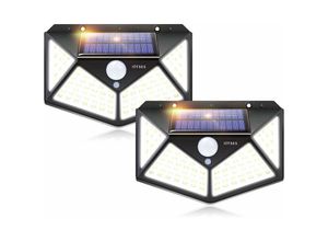 6269772211777 - Hiasdfls - Solarleuchte für den Außenbereich 100LED 2200mAh 3 Modi mit 270º-Bewegungssensor auf vier Seiten IP65 Wasserdichtes Flutlicht für Garten