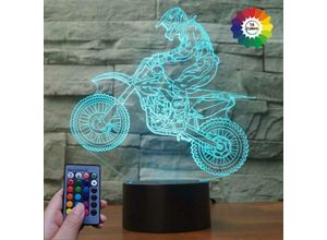 6269772212507 - 3D Motorrad led Lampe Art Deco Lampe Lichter led Dekoration Licht Fernbedienung 7 16 Farben ändern usb angetrieben Kindergeschenk Geburtstag