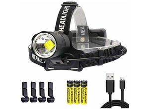 6269772213856 - Hiasdfls - Superhelle 20000 Lumen LED-Stirnlampe 3 Modi IPX4 usb wiederaufladbare LED-Stirnlampe für Camping Reiten Laufen Angeln Autoreparatur