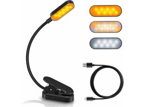 6269772215744 - Leselicht 16 led Leselicht Klemmlampe Wiederaufladbar 9 Helligkeitsmodi und 3 Farbtemperatur 360° Flexible Nackenklemme Lampe für Bett Buch Mini