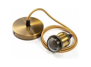 6269772215867 - Hiasdfls - Pendelleuchte Metall Hängelampe E27 Lampenfassungen mit Kabel Lampenfassung verstellbar 90cm Bronze geflochtene Deckenhängefassung für