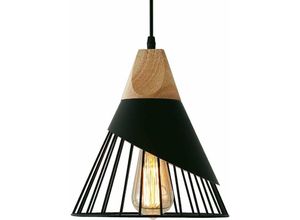 6269772215942 - Hiasdfls - Vintage Pendelleuchte Holz Metall Design Industrielle Deckenleuchte in Leuchten Pendelleuchte Schirm 27 Beleuchtung Wandleuchte für